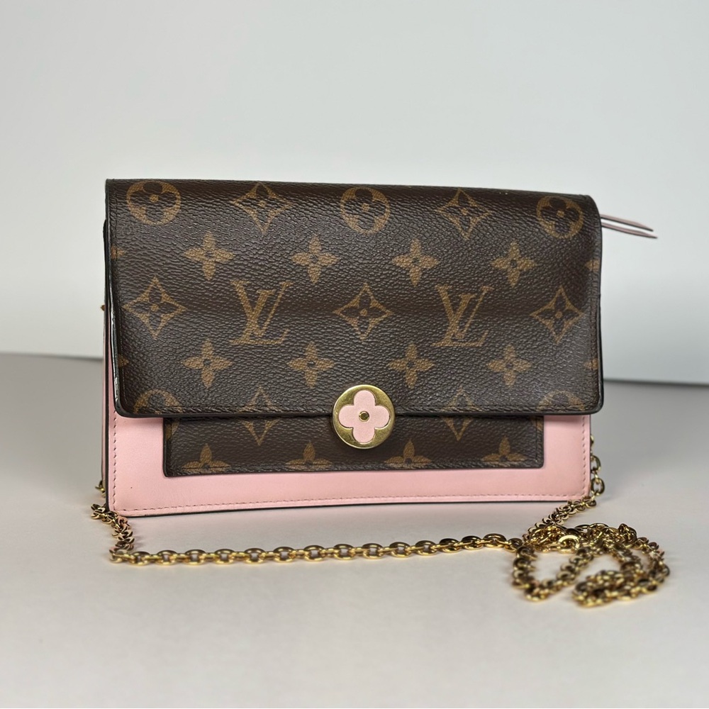 Authentic Louis Vuitton Flore Monogram Canvas Crossbody Pink and Gold